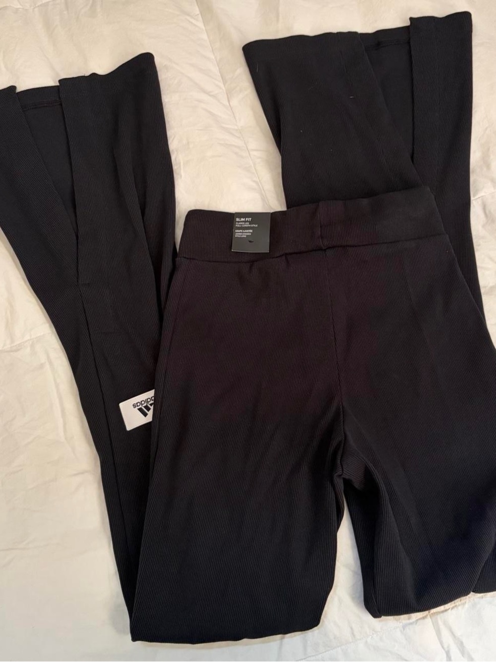 adidas Slim Fit Flared Split Leg Pants Black XS NWT